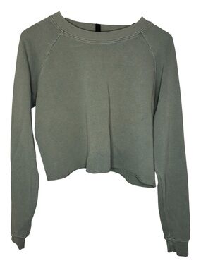 Brandy Melville Olive Cropped Waffle Long-Sleeve Top